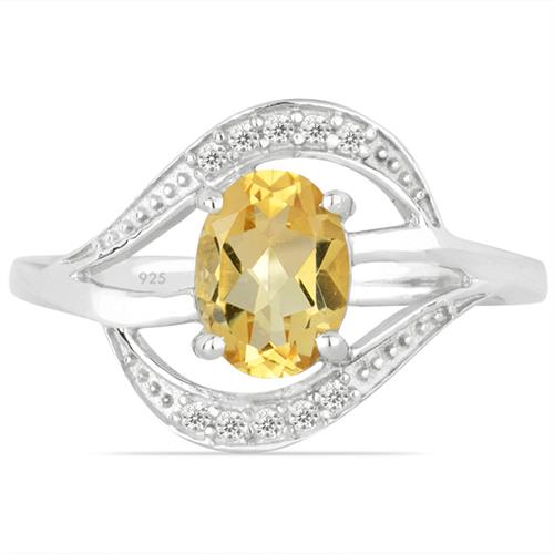 BUY NATURAL CITRINE GEMSTONE CLASSIC RING IN 925 SILVER