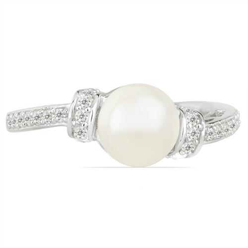 BUY NATURAL WHITE FRESHWATER PEARL GEMSTONE RING IN 925 SILVER