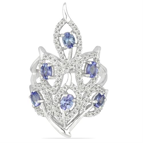 BUY 925 SILVER NATURAL TANZANITE GEMSTONE LEAF RING