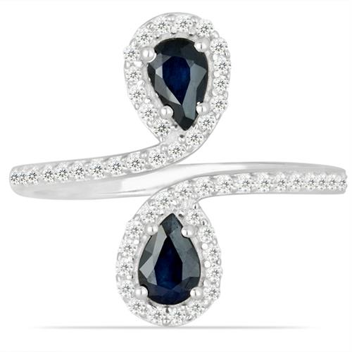 BUY 925 SILVER NATURAL BLUE SAPPHIRE GEMSTONE STYLISH RING