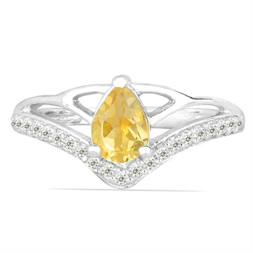 STERLING SILVER NATURAL CITRINE GEMSTONE CLASSIC RING