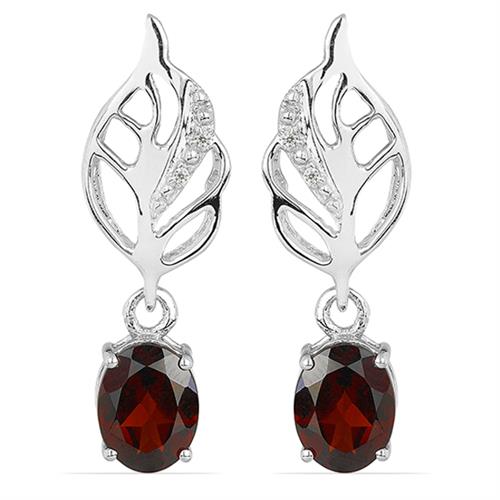 AFRICAN AMETHYST GEMSTONE LEAF EARRINGS IN 925 SILVER