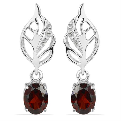 BUY AFRICAN AMETHYST GEMSTONE LEAF EARRINGS IN 925 SILVER