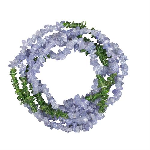 925 SILVER NATURAL TANZANITE AND CHROME DIOPSITE GEMSTONE NUGGETS NECKLACE
