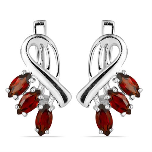 BUY STERLING SILVER REAL GARNET GEMSTONE LEAF EARRINGS