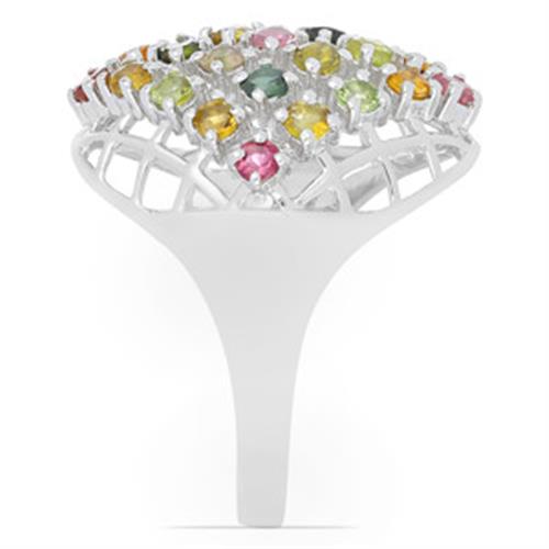 BUY STERLING SILVER NATURAL MULTI TOURMALINE GEMSTONE CLUSTER RING