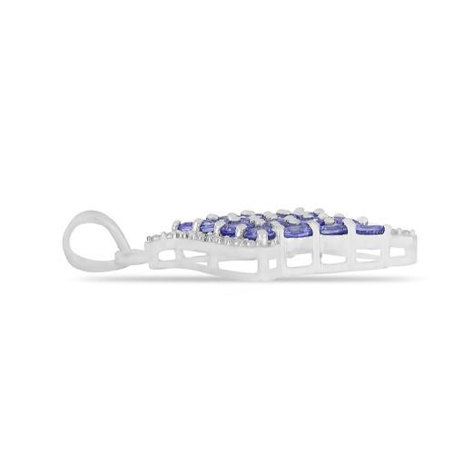 BUY NATURAL TANZANITE GEMSTONE CLUSTER PENDANT IN 925 SILVER