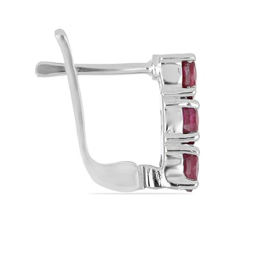 BUY STERLING SILVER GLASS FILLED RUBY GEMSTONE EARRINGS