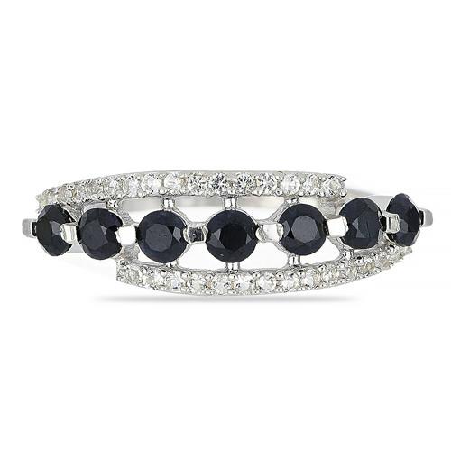 BUY STERLING SILVER BLACK SAPPHIRE GEMSTONE STYLISH RING