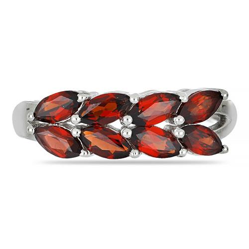 BUY 925 SILVER NATURAL GARNET GEMSTONE LEAF RING