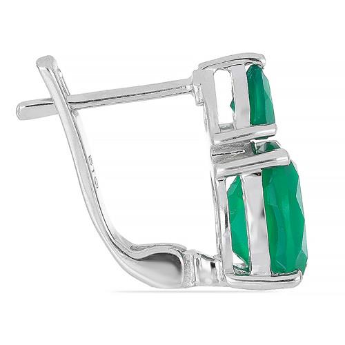 BUY REAL GREEN ONYX GEMSTONE EARRINGS IN STERLING SILVER