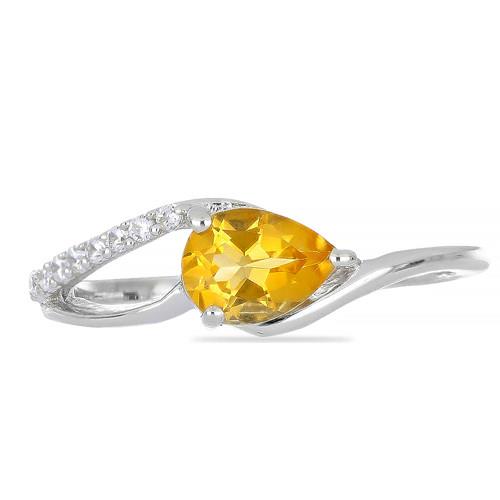 BUY NATURAL YELLOW SAPPHIRE GEMSTONE CLASSIC RING IN STERLING SILVER