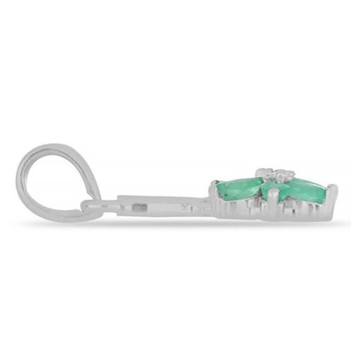 REAL EMERALD GEMSTONE FLOWER EARRINGS IN STERLING SILVER