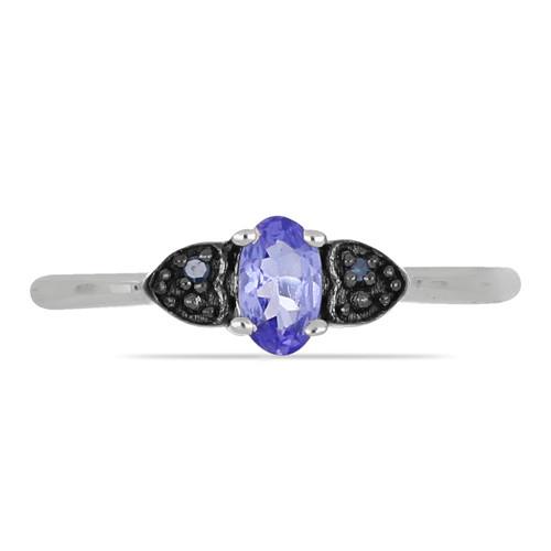 BUY STERLING SILVER NATURAL TANZANITE GEMSTONE CLASSIC  RING