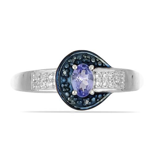 BUY 925 SILVER TANZANITE GEMSTONE CLASSIC RING