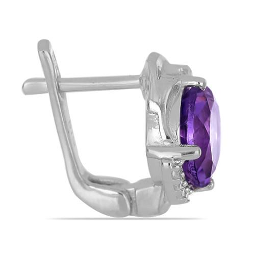 BRAZILIAN AMETHYST GEMSTONE CLASSIC EARRINGS IN STERLING SILVER