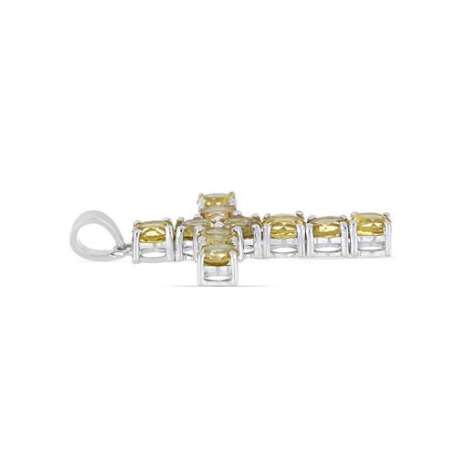 BUY REAL CITRINE GEMSTONE CROSS PENDANT IN STERLING SILVER