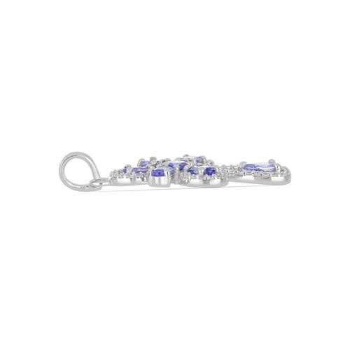 NATURAL TANZANITE GEMSTONE CROSS PENDANT IN 925 SILVER