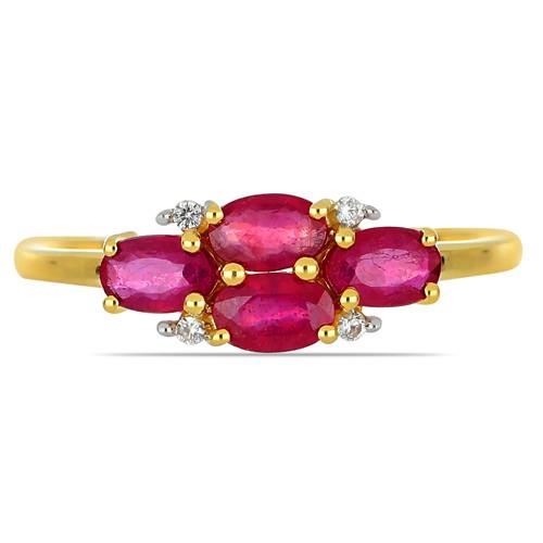 BUY 14K  GOLD NATURAL GLASS FILLED RUBY MULTI GEMSTONE RING