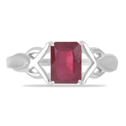 BUY 925 STERLING SILVER GLASS FILLED RUBY GEMSTONE RING