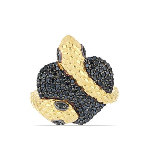 BUY 925 SILVER NATURAL BLACK SPINEL GEMSTONE SNAKE RING 