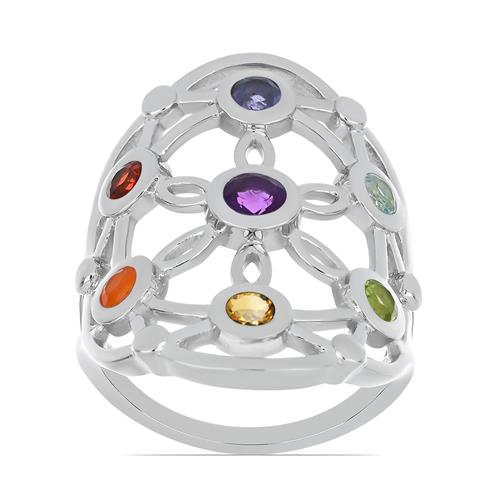 BUY NATURAL CHAKRA STONES RING IN STERLING SILVER 