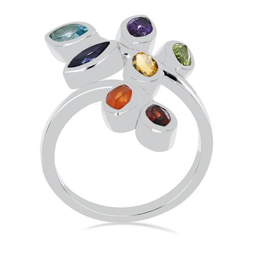 BUY REAL CHAKRA STONES RING IN STERLING SILVER 