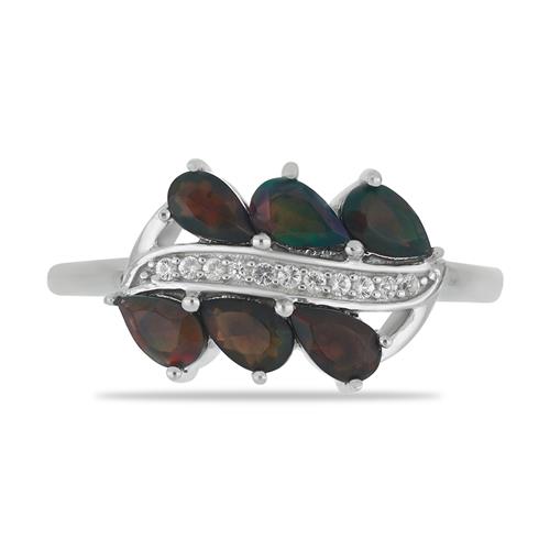 BUY 925 SILVER NATURAL BLACK ETHOPIAN OPAL GEMSTONE  RING 