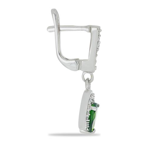 BUY STERLING SILVER NATURAL CHROME DIOPSIDE WITH WHITE ZIRCON GEMSTONE  EARRINGS 