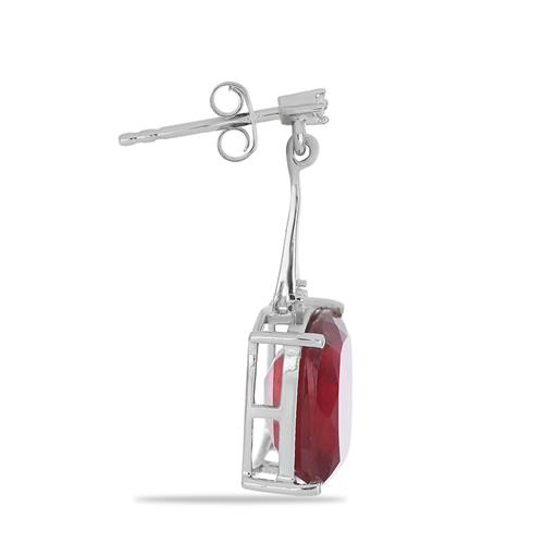 BUY STERLING SILVER GLASS FILLED RUBY WITH WHITE ZIRCON GEMSTONE BIG STONE EARRINGS