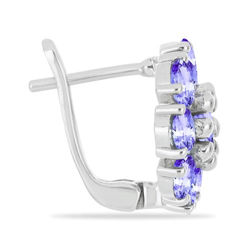 BUY NATURAL TANZANITE GEMSTONE CLUSTER EARRINGS IN 925 SILVER