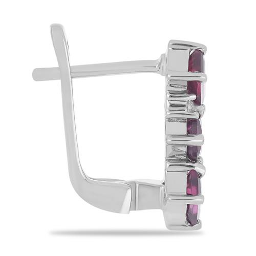 BUY NATURAL RHODOLITE WITH WHITE ZIRCON GEMSTONE EARRINGS 