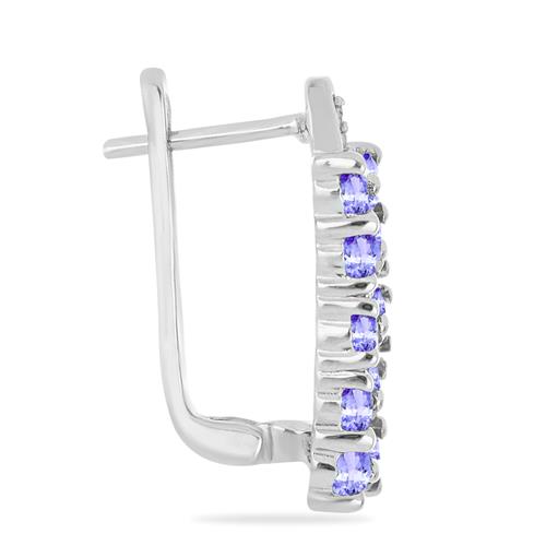 BUY NATURAL TANZANITE GEMSTONE CLUSTER EARRINGS IN STERLING SILVER