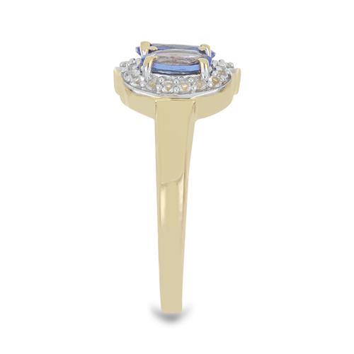 BUY REAL TANZANITE WITH WHITE ZIRCON GEMSTONE RING IN 925 SILVER 