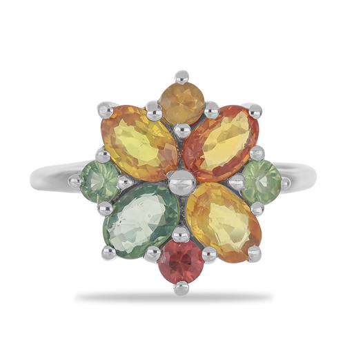 BUY STERLING SILVER NATURAL MULTI SAPPHIRE GEMSTONE RING 
