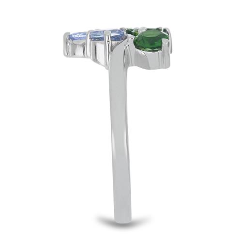 BUY 925 SILVER NATURAL TANZANITE & CHROME DIOPSIDE GEMSTONE RING 