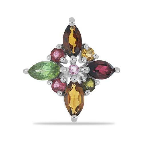 BUY NATURAL MULTI TOURMALINE GEMSTONE RING IN STERLING SILVER 