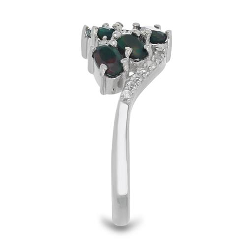  BUY STERLING SILVER NATURAL BLACK ETHIOPIAN OPAL WITH WHITE ZIRCON GEMSTONE RING 