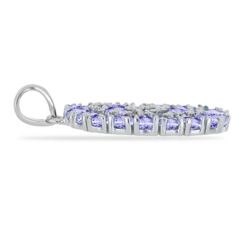 BUY NATURAL TANZANITE WITH WHITE ZIRCON GEMSTONE PENDANT IN STERLING SILVER 