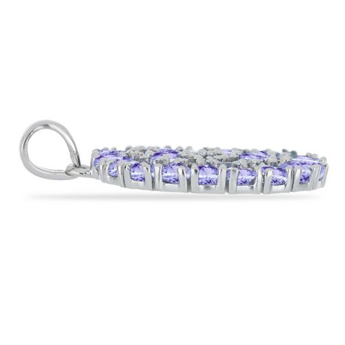 BUY NATURAL TANZANITE WITH WHITE ZIRCON GEMSTONE PENDANT IN STERLING SILVER 