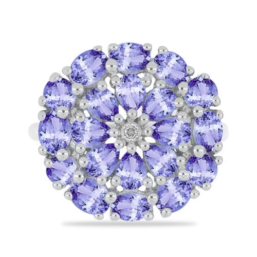 BUY 925 SILVER NATURAL TANZANITE WITH WHITE TOPAZ GEMSTONE RING 