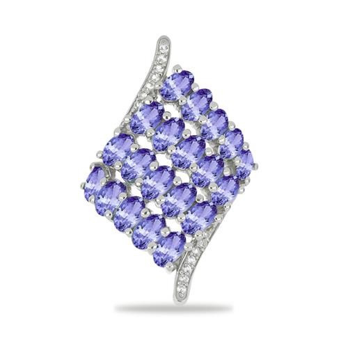 BUY 925 SILVER REAL TANZANITE WITH WHITE ZIRCON GEMSTONE RING 