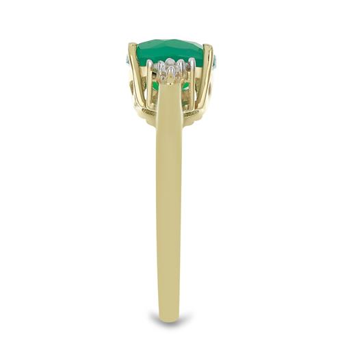 BUY STERLING SILVER NATURAL GREEN ONYX WITH WHITE ZIRCON GEMSTONE CLASSIC RING