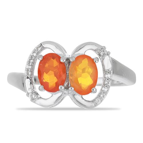 BUY 925 SILVER NATURAL ORANGE ETHIOPIAN OPAL  GEMSTONE CLASSIC RING