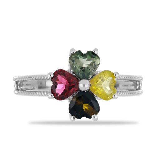 BUY MULTI TOURMALINE GEMSTONE RING IN 925 SILVER 