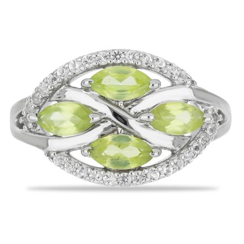 BUY 925 SILVER NATURAL PERIDOT GEMSTONE CLUSTER RING 