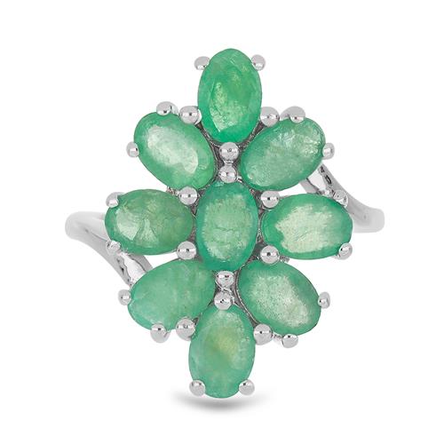 BUY NATURAL EMERALD  GEMSTONE RING IN STERLING SILVER 