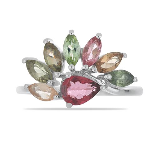 BUY STERLING SILVER MULTI TOURMALINE GEMSTONE RING 