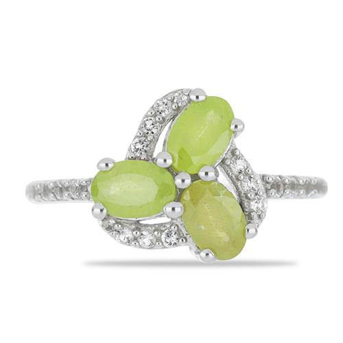 BUY REAL PERIDOT GEMSTONE RING IN STERLING SILVER 