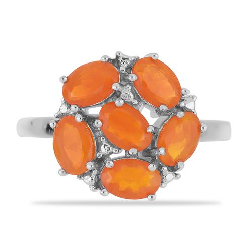 BUY REAL ORANGE ETHIOPIAN OPAL GEMSTONE RING IN 925 SILVER 